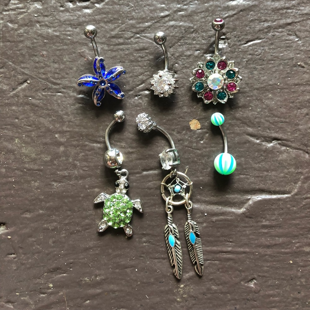 Six belly button rings